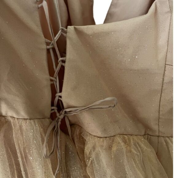 Jules & Cleo lace up glitter tule ball gown ROSEGOLD SIZE 18 - Picture 6 of 16